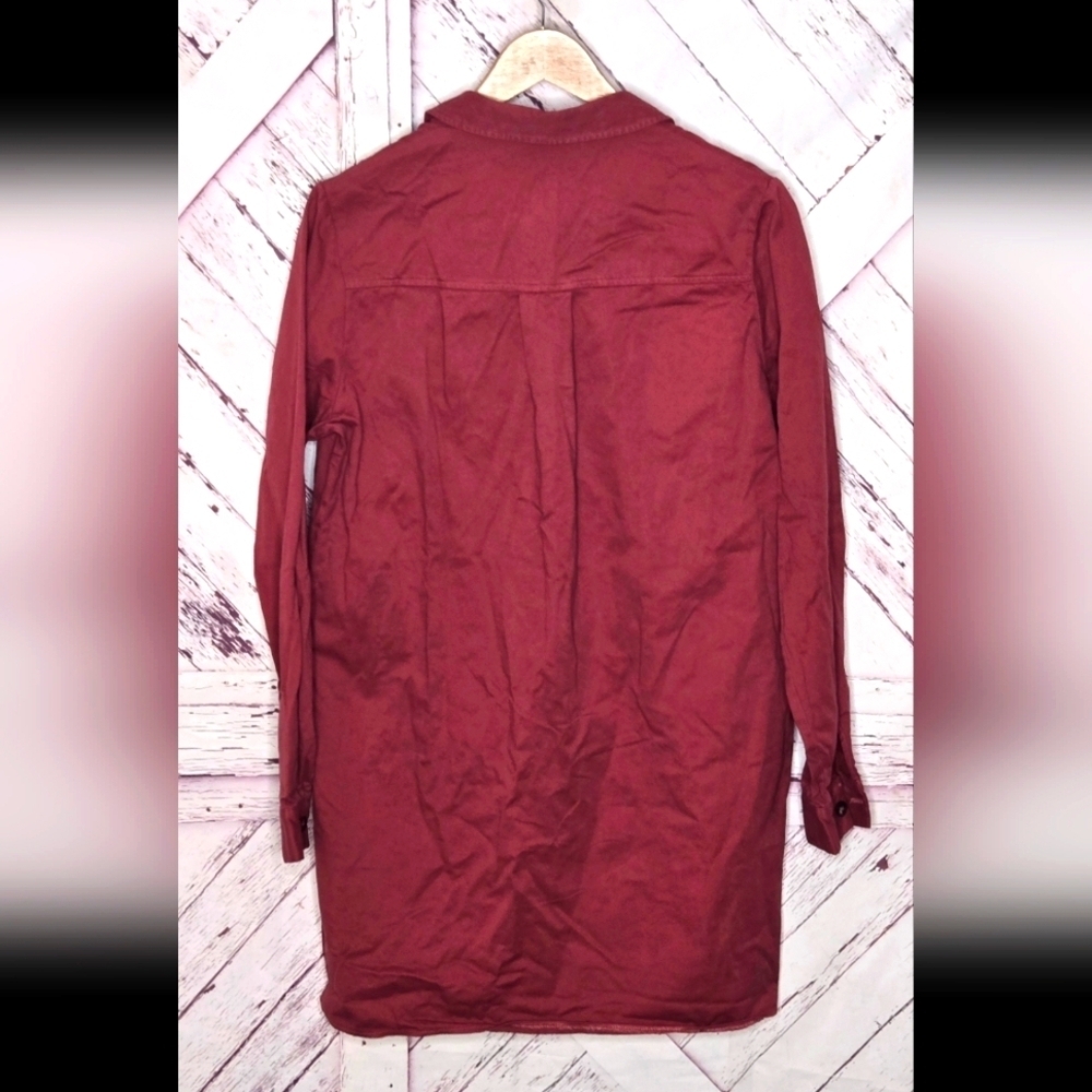 ASOS Design Twill Pocket Shift Mini Dress Raspberry Red Sz 6 - Picture 2 of 5
